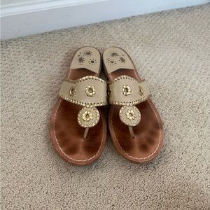 Gold Floral Leather Sandals